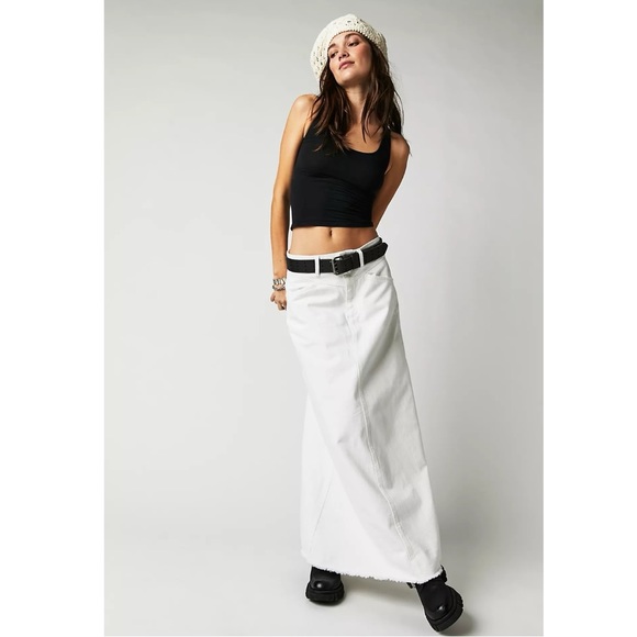 We The Free Come As You Are Denim Maxi Skirt in Daisy White - Picture 8 of 15